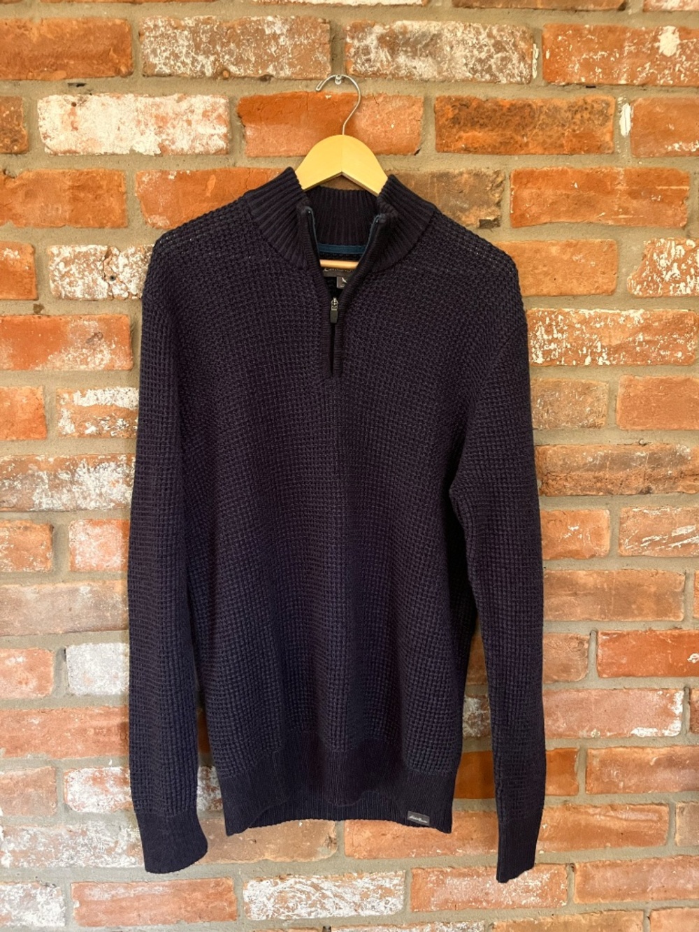 Eddie Bauer Waffle Knit Quarter Zip Pullover – Navy – Men’s XL
